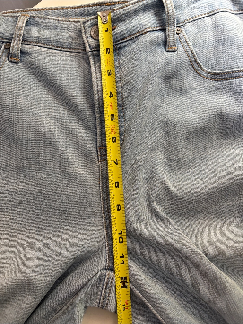 Chico's So Slimming Girlfriend Light Blue Slim Leg Crop Jean Embroidered Size 12 - Picture 7 of 8